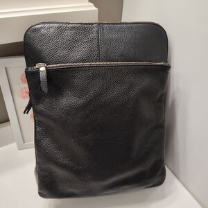 🖤EUC L.Credi Genuine Pebble Italian Leather Adjustable Book Bag Purse, Black